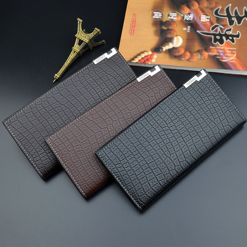 New Men's Wallet Long Wallet Men's Youth Vertical Soft Wallet Multi-Card Holder Large Capacity Crocodile Pattern Suit Bag