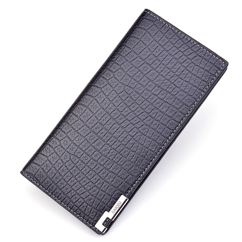 New Men's Wallet Long Wallet Men's Youth Vertical Soft Wallet Multi-Card Holder Large Capacity Crocodile Pattern Suit Bag