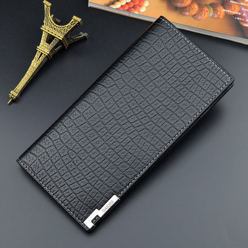 New Men's Wallet Long Wallet Men's Youth Vertical Soft Wallet Multi-Card Holder Large Capacity Crocodile Pattern Suit Bag