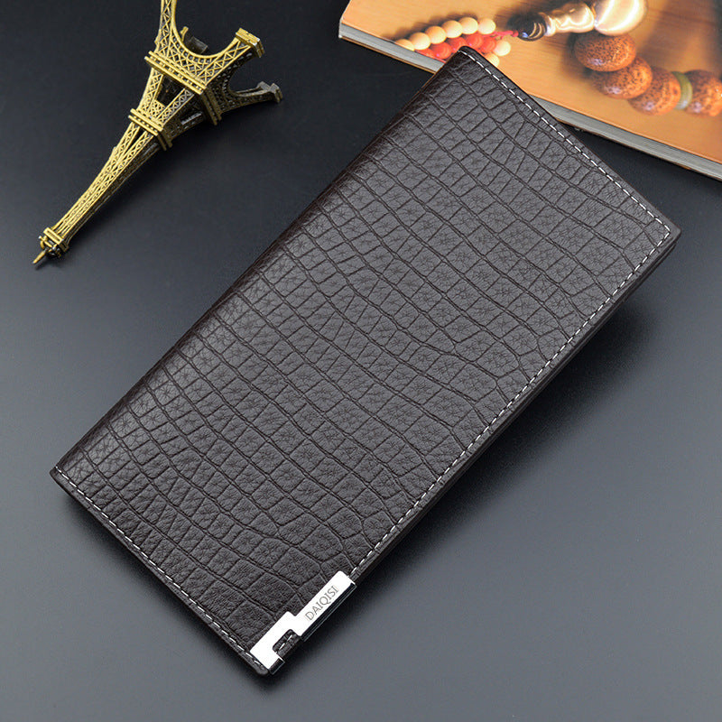 New Men's Wallet Long Wallet Men's Youth Vertical Soft Wallet Multi-Card Holder Large Capacity Crocodile Pattern Suit Bag