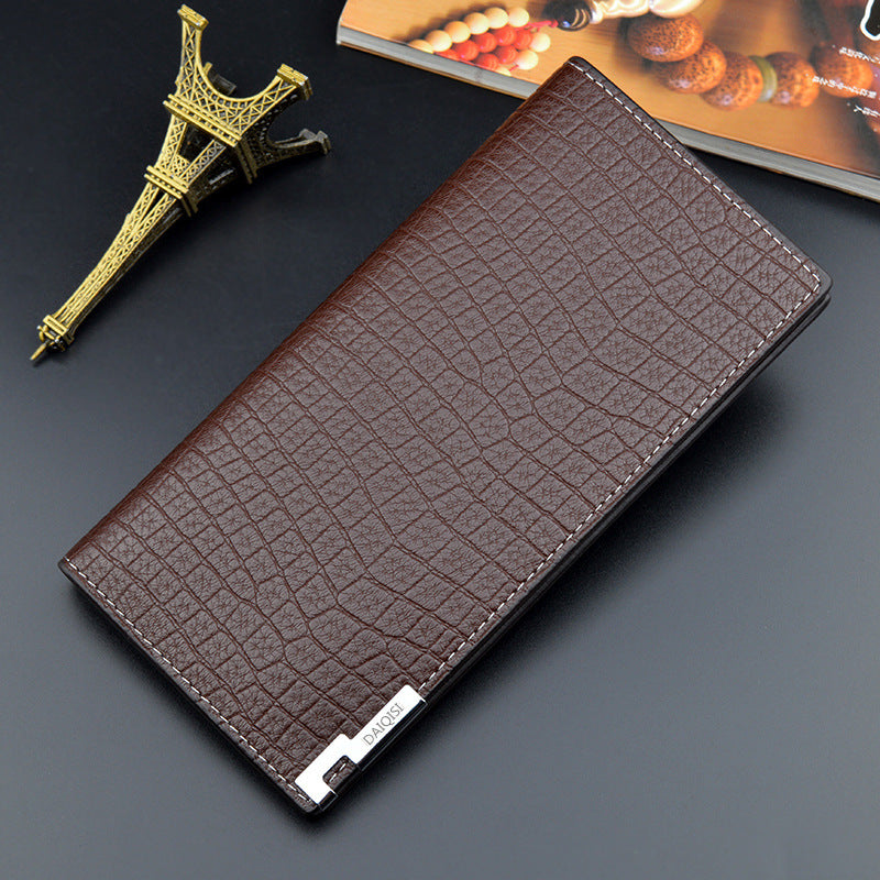 New Men's Wallet Long Wallet Men's Youth Vertical Soft Wallet Multi-Card Holder Large Capacity Crocodile Pattern Suit Bag