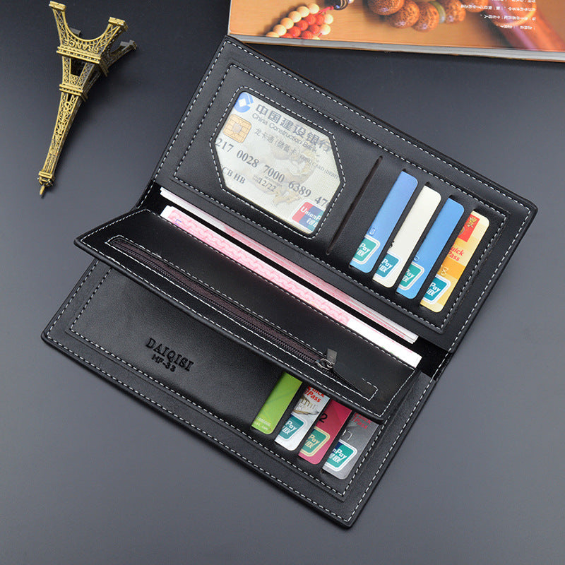 New Men's Wallet Long Wallet Men's Youth Vertical Soft Wallet Multi-Card Holder Large Capacity Crocodile Pattern Suit Bag