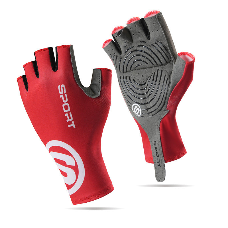 Cycling Gloves Men's Summer Sports Ice Silk Non-Slip Sun Protection Fitness Cycling Bicycle Half-Finger Sports Gloves for Men and Women