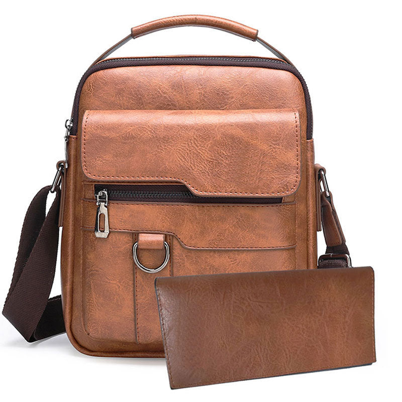 Portable Crossbody Bag Men's Shoulder Bag Retro Vertical Backpack Official Document Business Men's Bag Casual Men's Leather Bag Satchel