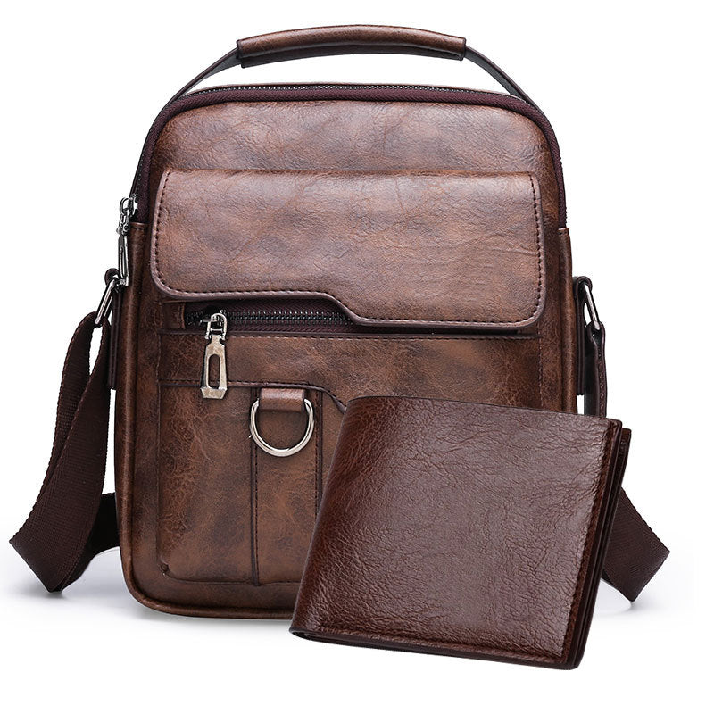 Portable Crossbody Bag Men's Shoulder Bag Retro Vertical Backpack Official Document Business Men's Bag Casual Men's Leather Bag Satchel