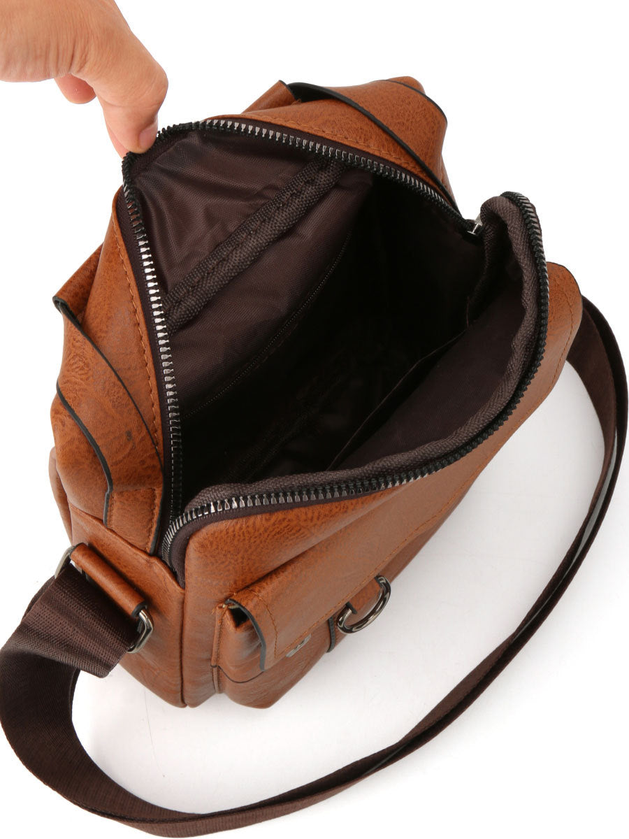 Portable Crossbody Bag Men's Shoulder Bag Retro Vertical Backpack Official Document Business Men's Bag Casual Men's Leather Bag Satchel