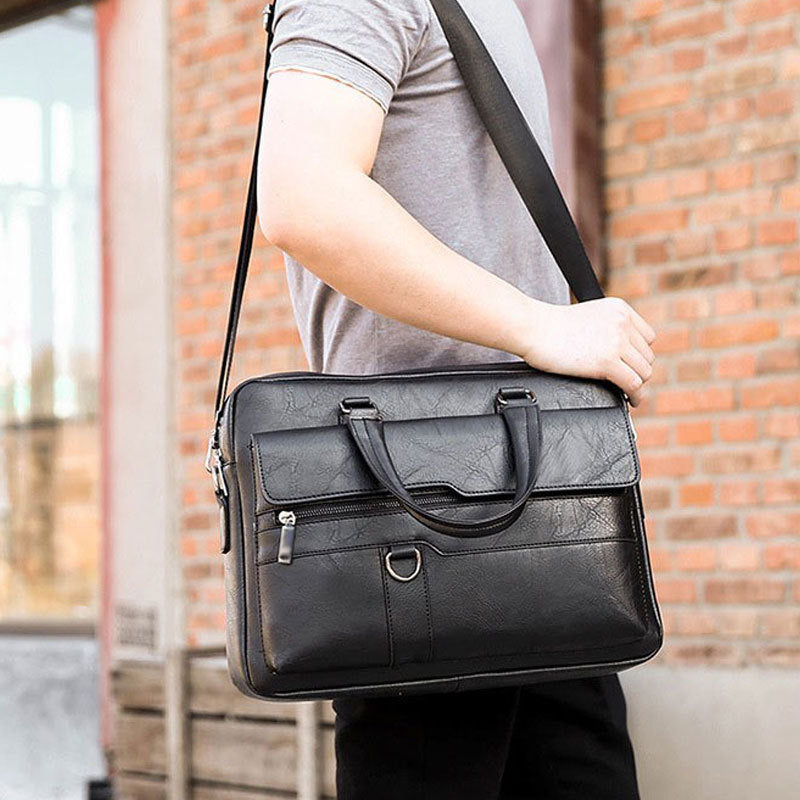Portable Crossbody Bag Men's Shoulder Bag Retro Vertical Backpack Official Document Business Men's Bag Casual Men's Leather Bag Satchel