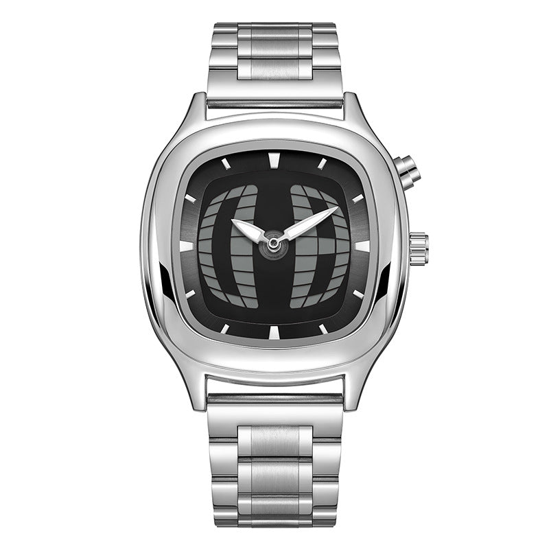 Millennium Y2K Digital Display Scrolling Square Watch Men's Sports Steel Band Dual Display Niche Second-Hand Watch Vintage Watch