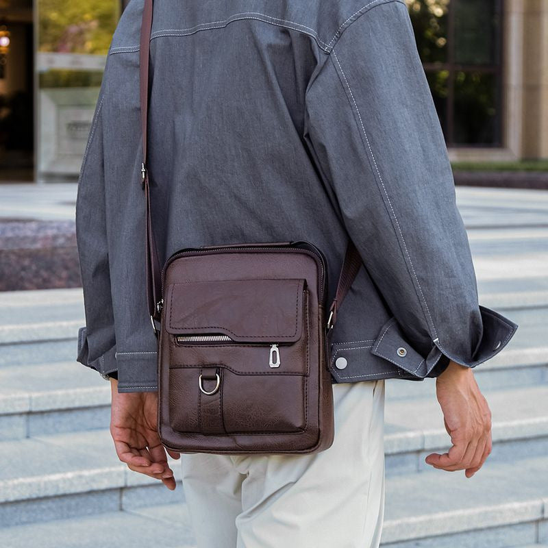 Portable Crossbody Bag Men's Shoulder Bag Retro Vertical Backpack Official Document Business Men's Bag Casual Men's Leather Bag Satchel