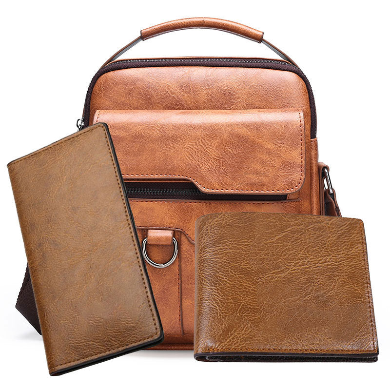 Portable Crossbody Bag Men's Shoulder Bag Retro Vertical Backpack Official Document Business Men's Bag Casual Men's Leather Bag Satchel