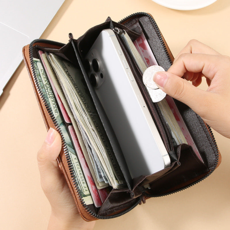 Manufacturer Wholesale Men's Wallet Long Mobile Phone Bag Multi-Card Slot Large Capacity Zipper Wallet Portable Card Holder Men's Wallet