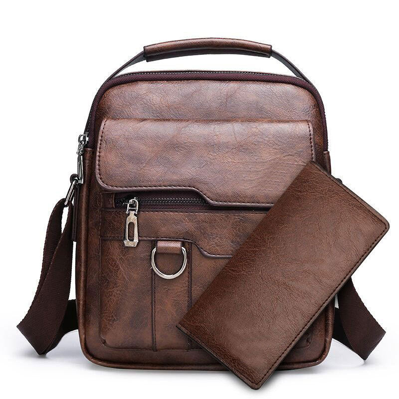 Portable Crossbody Bag Men's Shoulder Bag Retro Vertical Backpack Official Document Business Men's Bag Casual Men's Leather Bag Satchel