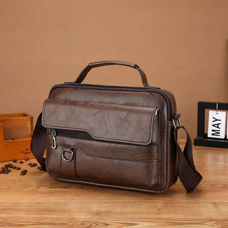 Portable Crossbody Bag Men's Shoulder Bag Retro Vertical Backpack Official Document Business Men's Bag Casual Men's Leather Bag Satchel