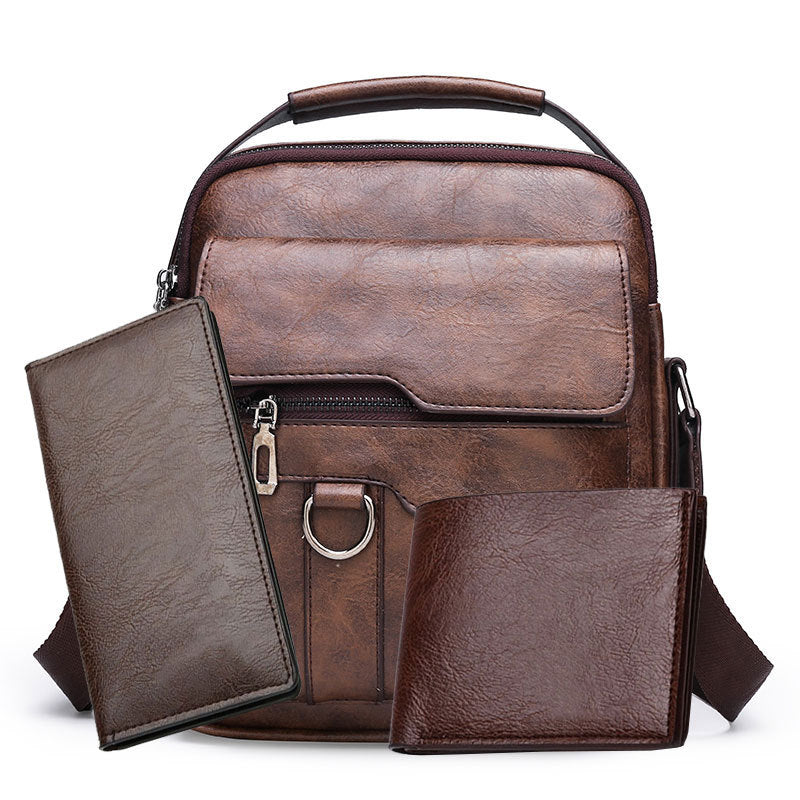 Portable Crossbody Bag Men's Shoulder Bag Retro Vertical Backpack Official Document Business Men's Bag Casual Men's Leather Bag Satchel