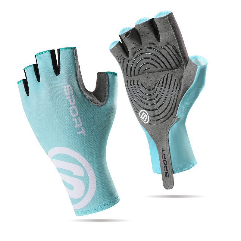 Cycling Gloves Men's Summer Sports Ice Silk Non-Slip Sun Protection Fitness Cycling Bicycle Half-Finger Sports Gloves for Men and Women