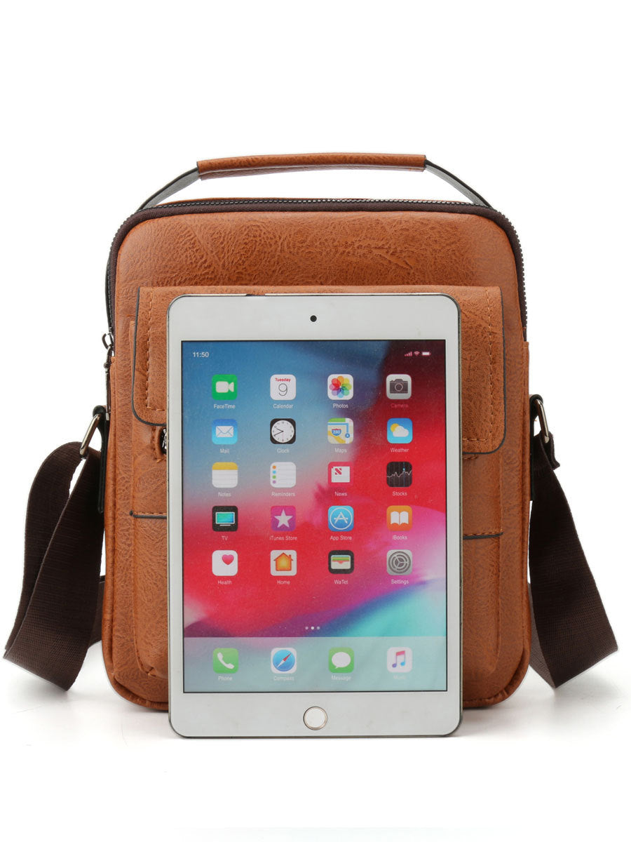 Portable Crossbody Bag Men's Shoulder Bag Retro Vertical Backpack Official Document Business Men's Bag Casual Men's Leather Bag Satchel
