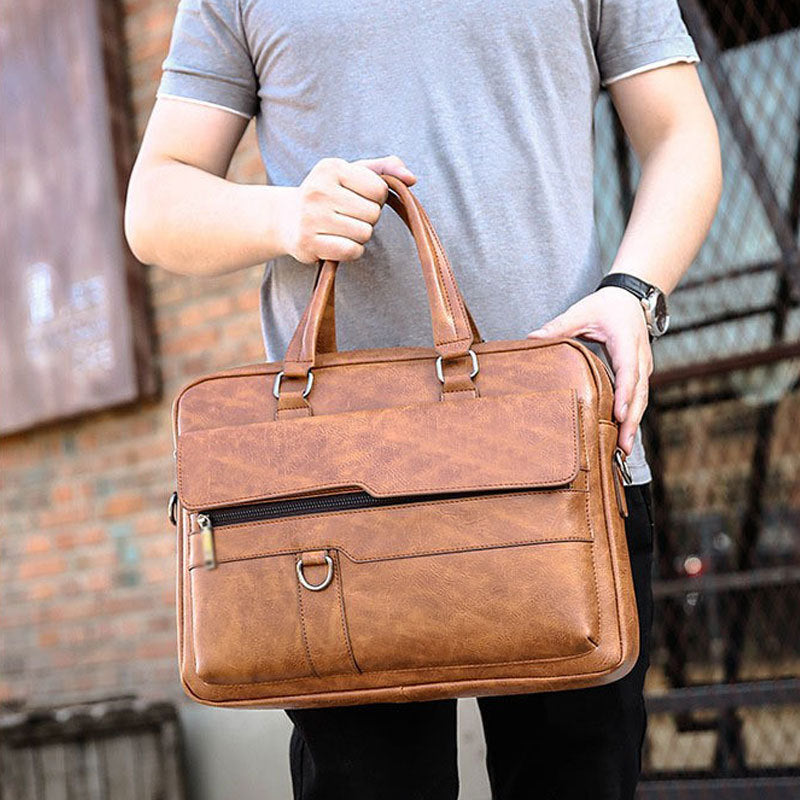 Portable Crossbody Bag Men's Shoulder Bag Retro Vertical Backpack Official Document Business Men's Bag Casual Men's Leather Bag Satchel