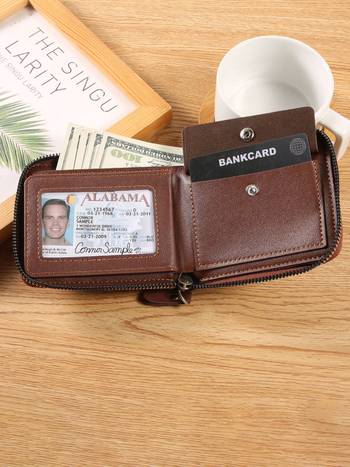 Endaycon New Men's Wallet Short Horizontal Zipper Coin Purse Retro Casual Buckle Zipper