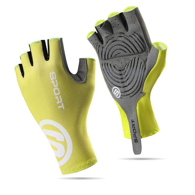 Cycling Gloves Men's Summer Sports Ice Silk Non-Slip Sun Protection Fitness Cycling Bicycle Half-Finger Sports Gloves for Men and Women