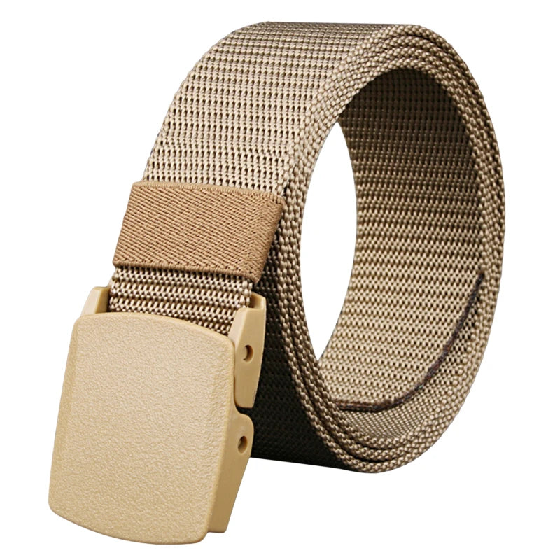 Men Belt Jeans Belts Adjustable Belt Men Outdoor Travel Waist Belt with Plastic Buckle for Pants Soft Nylon Sports Accessories