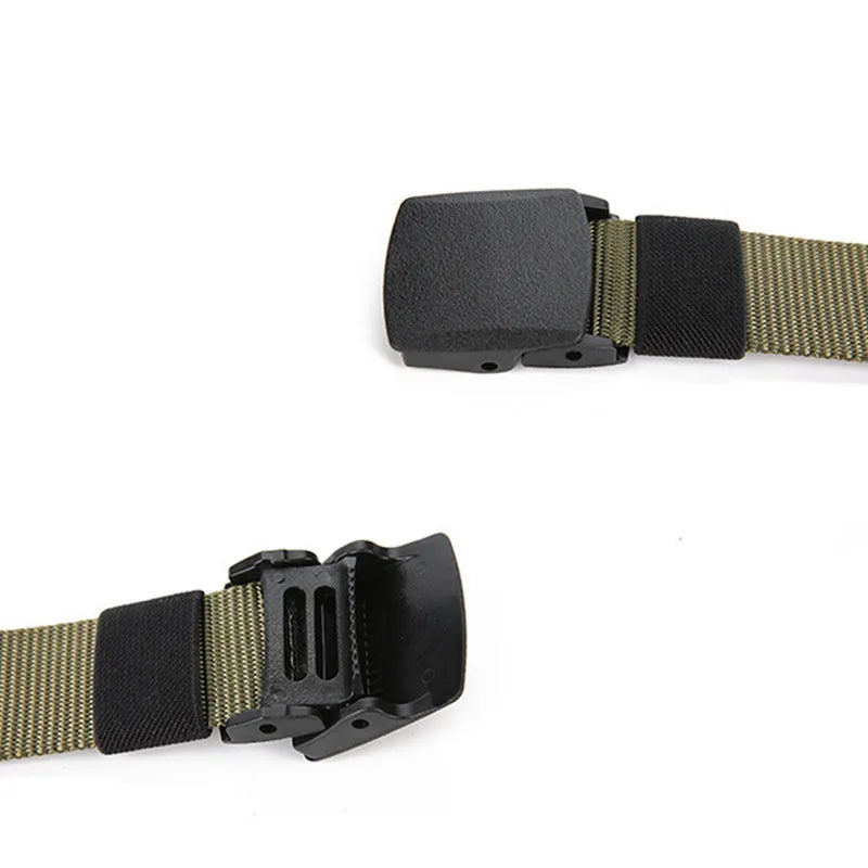 Men Belt Jeans Belts Adjustable Belt Men Outdoor Travel Waist Belt with Plastic Buckle for Pants Soft Nylon Sports Accessories