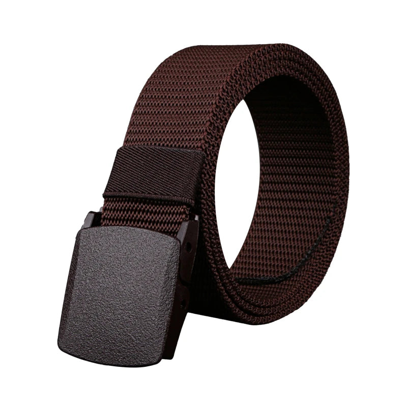 Men Belt Jeans Belts Adjustable Belt Men Outdoor Travel Waist Belt with Plastic Buckle for Pants Soft Nylon Sports Accessories