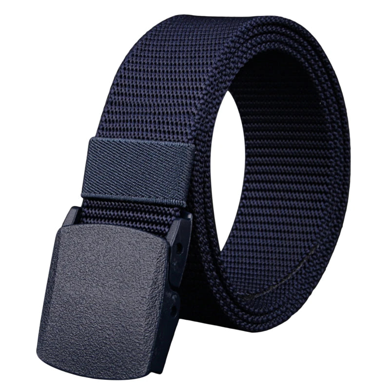 Men Belt Jeans Belts Adjustable Belt Men Outdoor Travel Waist Belt with Plastic Buckle for Pants Soft Nylon Sports Accessories