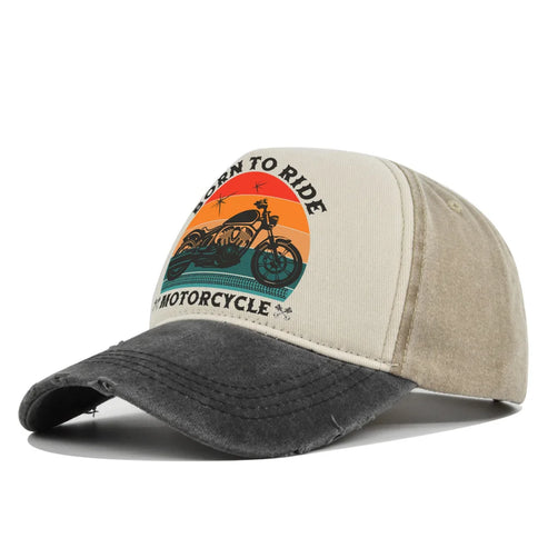 Men Hats Motorcycle Baseball Caps for Men Women Retro Printed Caps Cotton Sponge Truck Caps Men's Washed Old Sun Hat Casquette